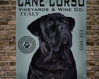 Black Cane Corso Dog Art Vineyards and Wine Co. Italy Print or Canvas Digital Art