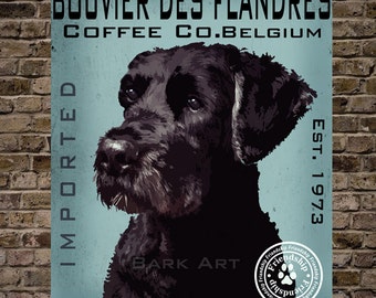 Black Bouvier Des Flandres Dog Digital Art Coffee Co. Print or Canvas Belgium