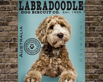 Tan Labradoodle Digital Dog Art Dog Biscuit Co. Australia Print or Canvas