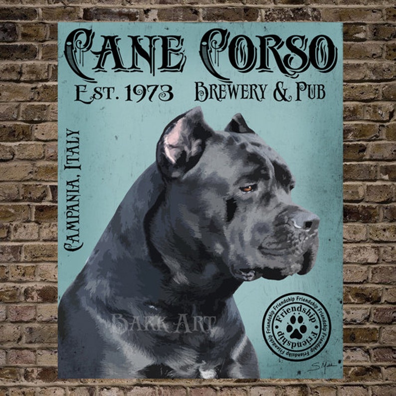 Digital Download Black Cane Corso Dog Art Brewery /& Pub Italy Print