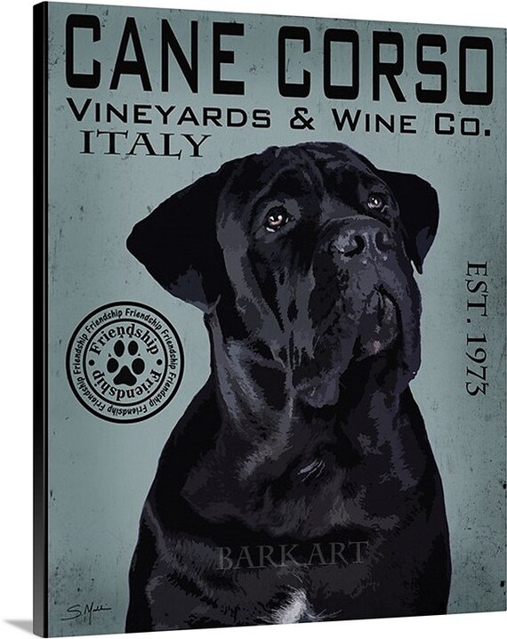 Black Cane Corso Dog Art Vineyards And Wine Co Italy Print Or Canvas Digital Art