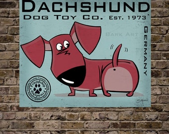 Funny Dachshund Dog Digital Art Toy Co. Art Print or Canvas