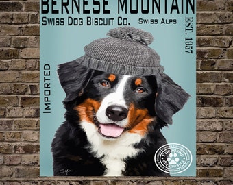 Bernese Mountain Dog Art Swiss Dog Biscuit Co. Print or Canvas