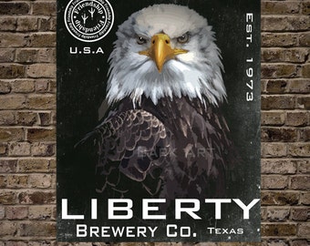 Bald Eagle USA Digital Art Liberty Brewery Co. Texas Print or Canvas