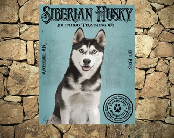 Siberian Husky Dog Digital Art Iditarod Training Co Anchorage Alaska Print or Canvas