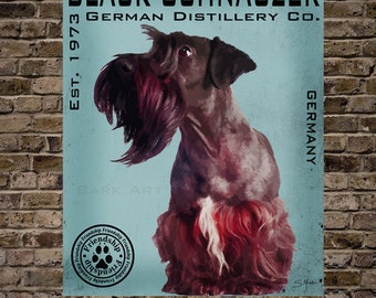 Black Schnauzer Dog Digital Art German Distillery Co. Print or Canvas