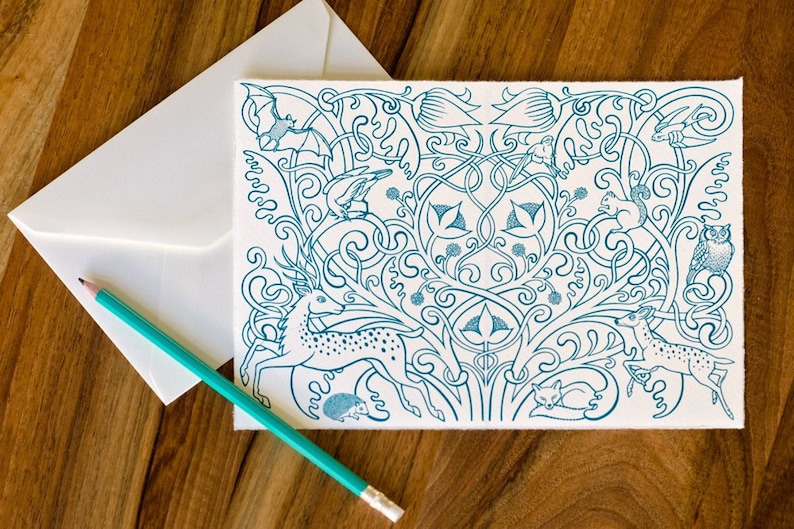 Forest Fauna Greeting Card Handmade Silkscreen-printed Greeting Card