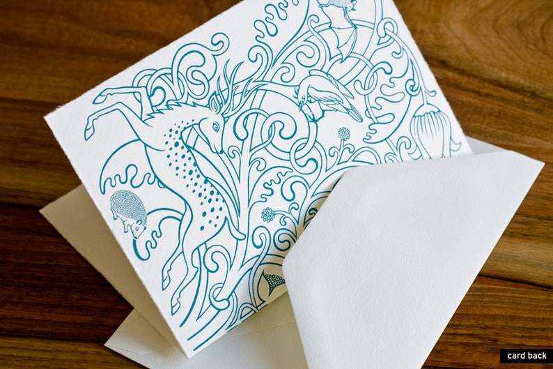 Forest Fauna Greeting Card Handmade Silkscreen-printed Greeting Card
