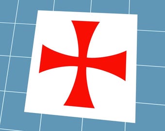 Knight's Templar Cross Vinyl Decal, Choose Your Color & Size, Weather-Resistant Car Sticker, Medieval Red Cross
