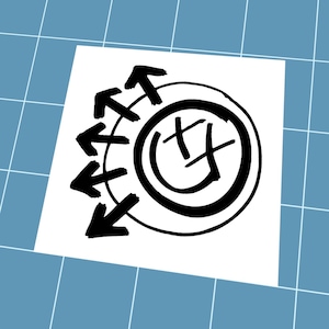 Blink-182 Vinyl Decal, Choose Your Color & Size, Weather-Resistant Car Sticker, Blink 182 Rock Band, Smiley Face Logo Symbol