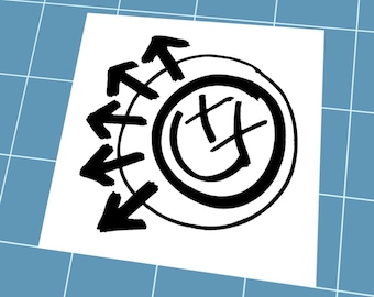 Adesivo in vinile Blink-182, scegli il tuo colore e la tua dimensione, adesivo per auto resistente alle intemperie, gruppo rock Blink 182, logo con faccina sorridente