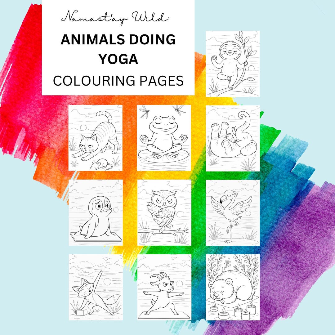 Animal Yoga Coloring Pages | Funny Yoga Art for Adults & Kids ...