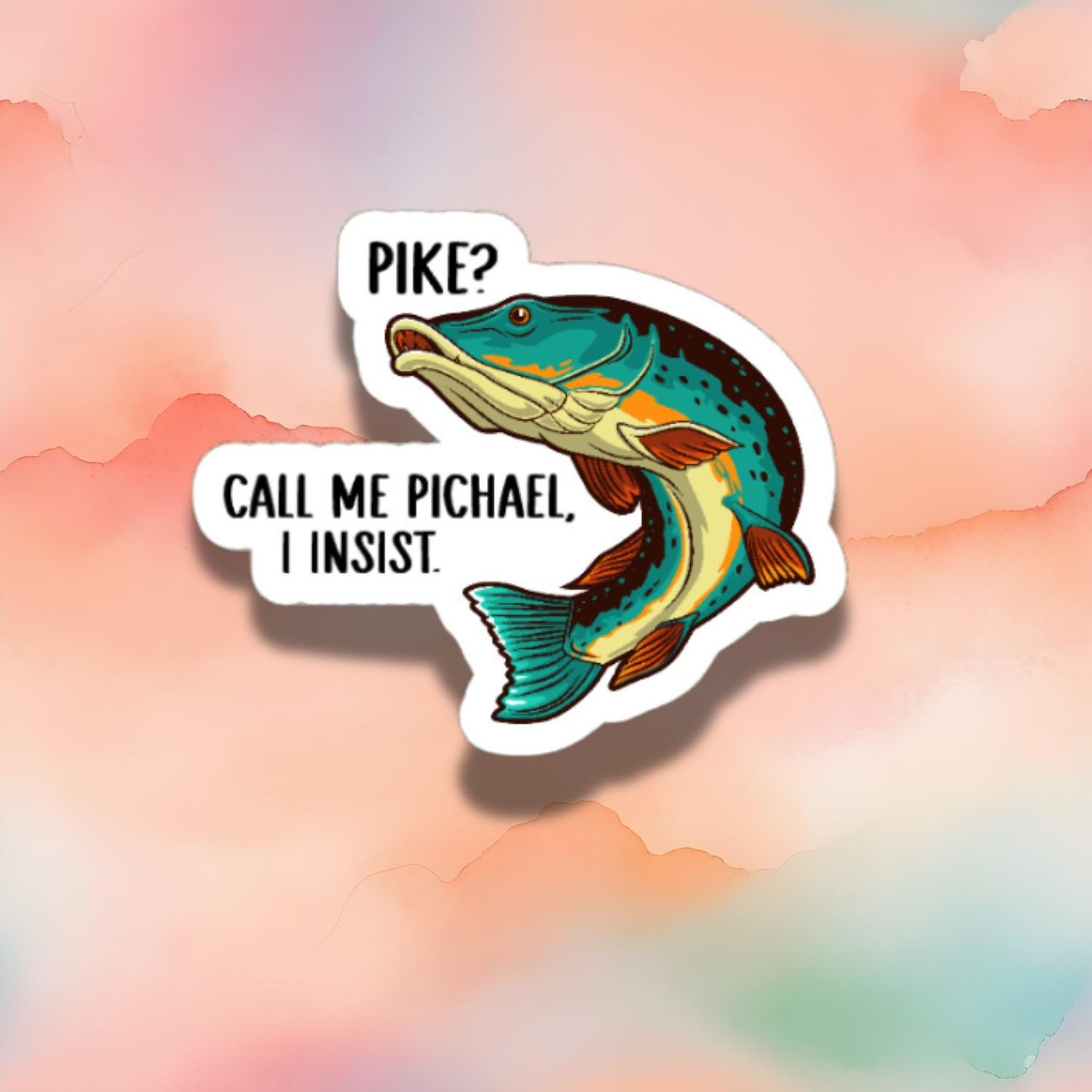 Custom Pike Fishing Decal Sticker - For Car, Van, Laptop - Monkey Puzzle Vinyl