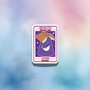 Take Me Away Sticker - Lila Weltraum-Szene mit Gänsenraub - Eine skurrile kosmische Flucht