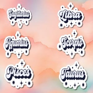 Astrologie sterrenbeeldstickers: vinyllabels met horoscoopteken voor laptop, dagboek en personalisatie