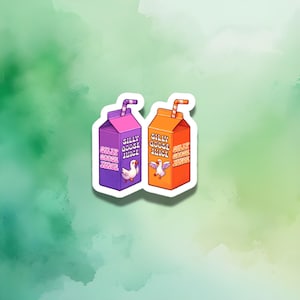 Verspielter Gänsesaft Karton Aufkleber: Buntes Design für lustige Laptops, Wasserflaschen & Notizbücher