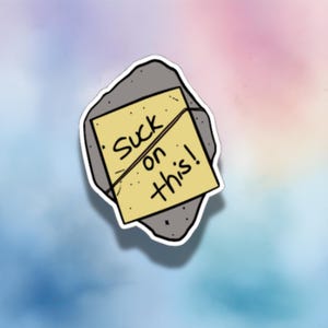 Sticker The Office - Suck on This Rock Note - blague drôle de Michael Scott - Sticker vinyle imperméable - Sticker ordinateur portable et bouteille d'eau