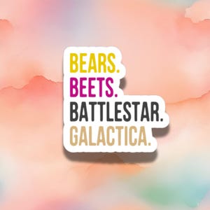 Des ours. Betteraves. Battlestar Galactica. Sticker - Sticker Dwight drôle - Citation de la série télévisée The Office - Vinyle - Sticker ordinateur portable + bouteille d'eau