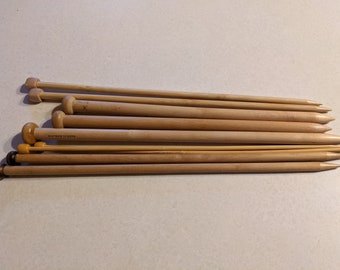 Wood Knitting Needles - Bamboo - Single Point - Various Sizes - Clover, Boye, Jaeger - Made in England - Craft Ready