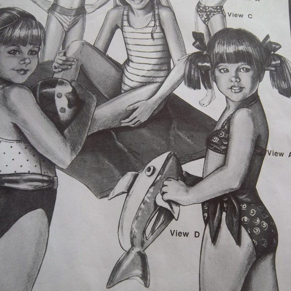 SALE - Vintage - Stretch & Sew 1276 - Girls' Bikini and Maillot  Swimsuits - Chest Sizes: 21 23 25 27 29 31 - Uncut Pattern