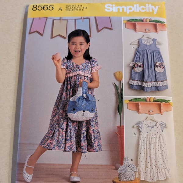 Simplicity 8565 - Dress - Easter Bunny Purses - Child Size 3-8 - Uncut Pattern