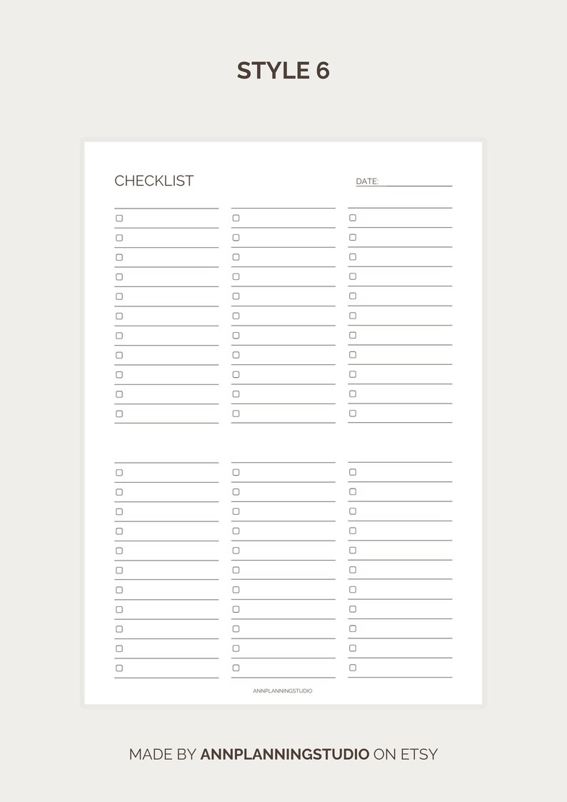 Blank Checklist, Printable, A4 Format, Instant Download, Minimalist ...