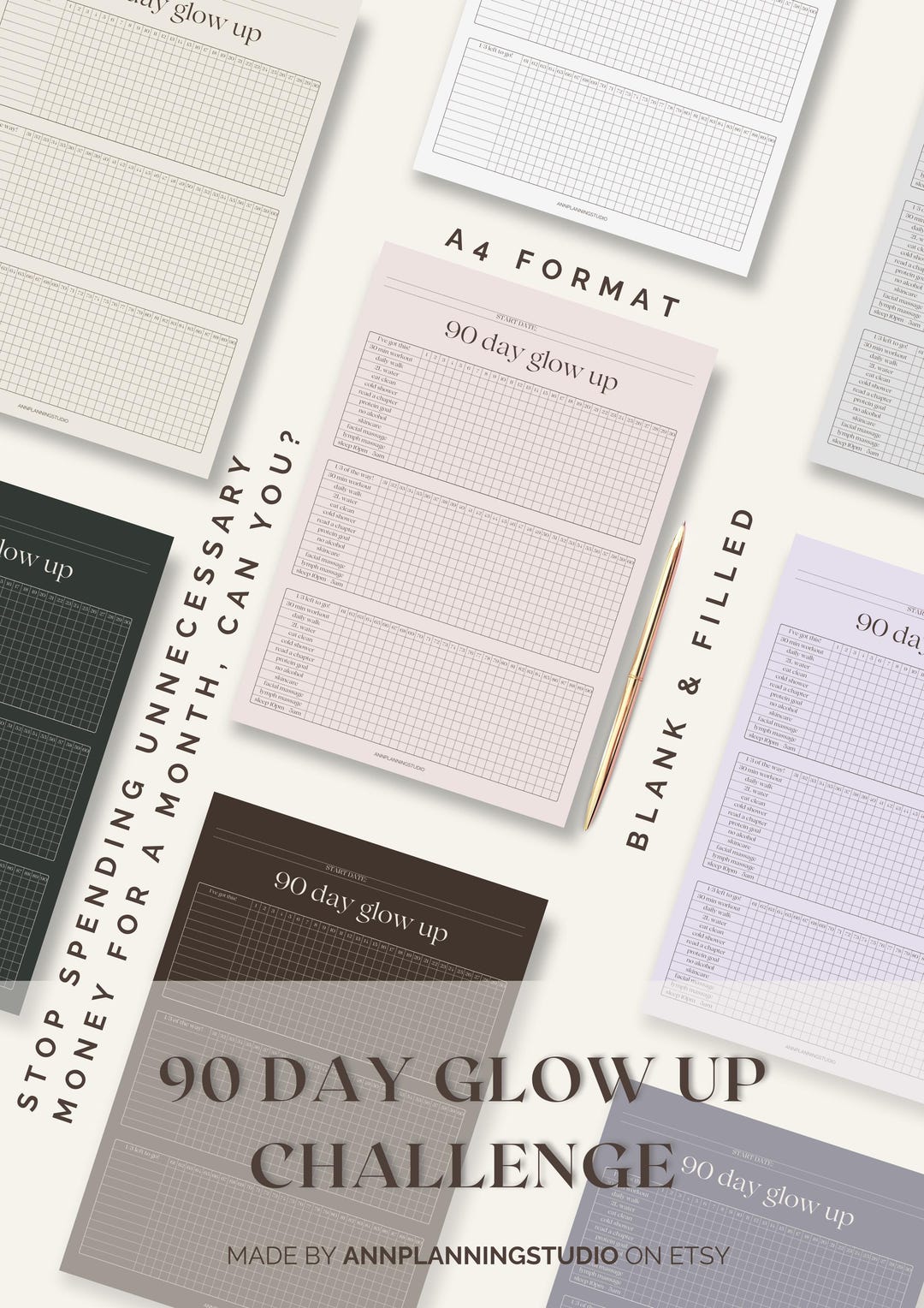 90 Day Glow up Challenge, Printable Glow up PDF, Glow up Challenge ...