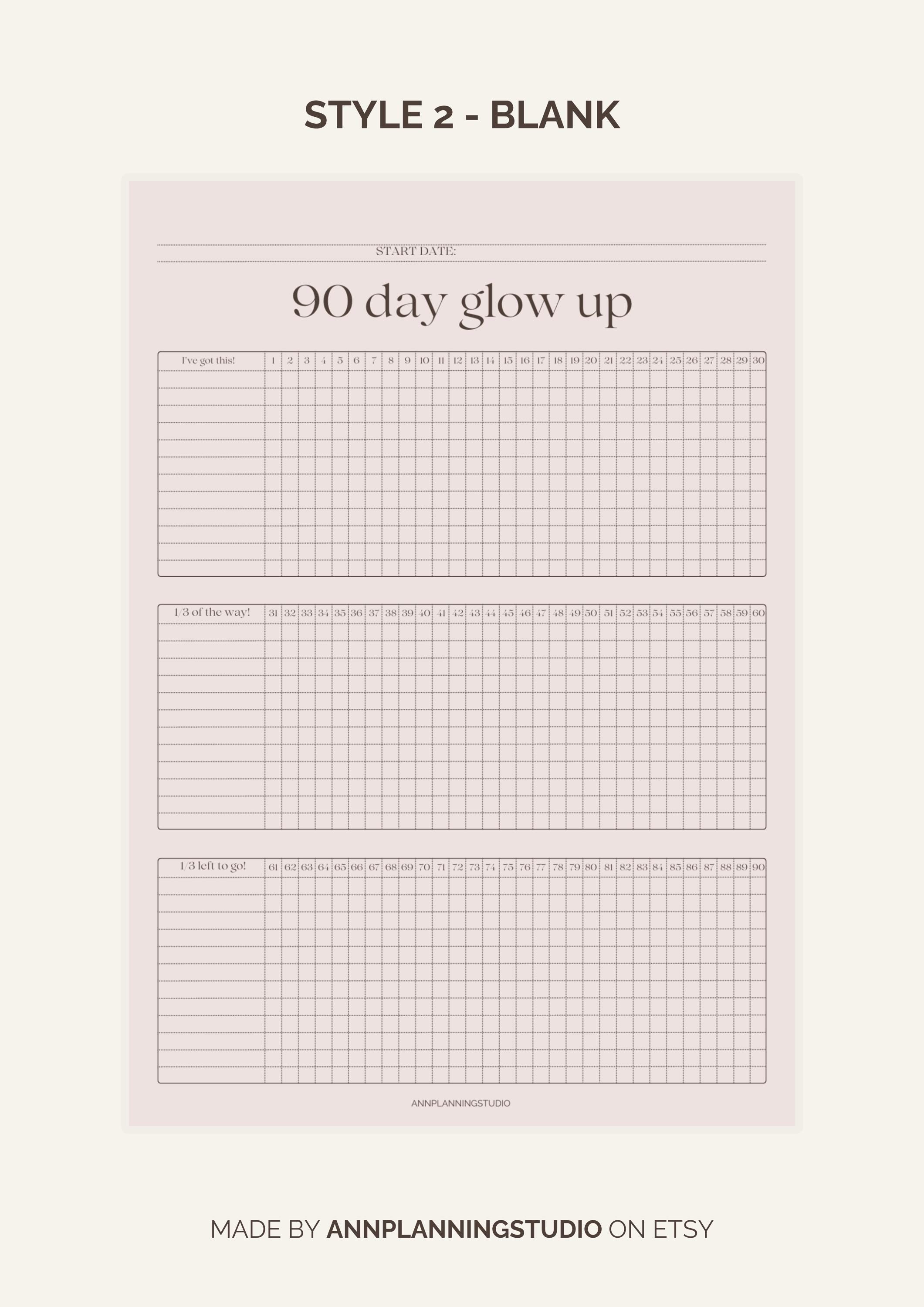 90 Day Glow up Challenge, Printable Glow up PDF, Glow up Challenge ...
