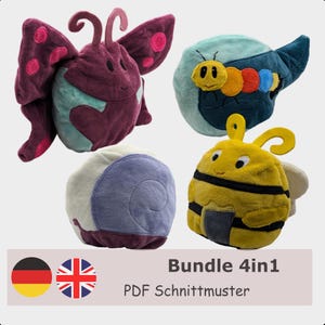 DIY 4-in-1 Spring Pattern Bundle – Reversible and Cuddly Caterpillar, Butterfly, Snail & Bee