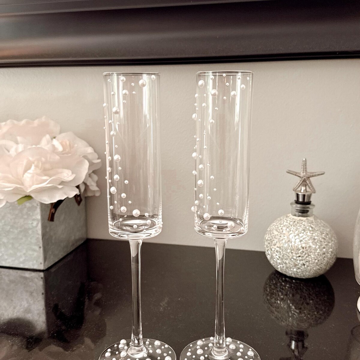 Pearl Modern Handmade Champagne Flutes, Bridesmaid Drinkware, Custom Glasses for Wedding, Elegant Wedding Toasting Flutes, Personalized Gift - Etsy