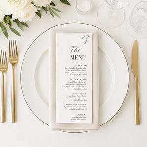 Personalized Wedding Menu Cards | Minimalist Elegant Calligraphy Design | Premium Linen Blend Textured Cardstock Custom Prints