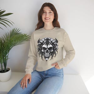 Gothic Skull Unisex Sweatshirt, Satanic Fashion Sweatshirt, Dark Gothic Sweatshirt, Unisex Skull Sweatshirt, Satanic Skull Top, Gothic