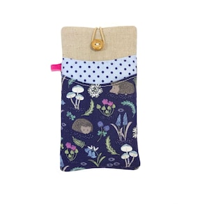 Blue Hedgehog Phone Sleeve with Pockets, Custom Sizes. iPhone 15, Samsung Galaxy S24 Ultra.