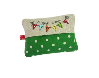 Green Bunting Tissue Holder, Pocket Tissue Case, Small Thank You Gift