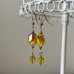 Yellow & Gold Flower Earrings