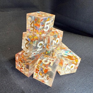 Shimmering Copper D6 dice set- 8 sharp edge six sided dice for TTRPGs, DnD, or Boardgames
