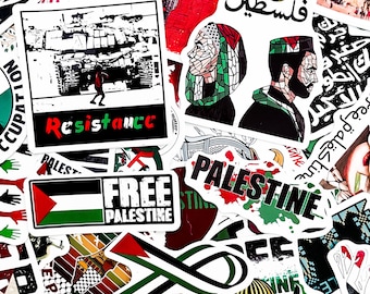 50 autocollants Palestine aléatoires, Autocollants Palestine gratuits, Autocollants résistance, Autocollants politiques, Jeu d'autocollants Palestine pour ordinateur portable, Bouteille
