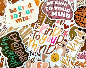 50PCS Positive Mental Health Stickers, Warm Uplifting Quote Stickers, Colorful Self-Care Stickers, Therapy Stickers for Notebooks, Fridge