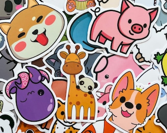 50PCS Cute Animal Stickers, Colorful Cartoon Stickers, Kawaii Pet Themed Stickers, Waterproof Stickers for Luggage, Laptops, Water Bottle