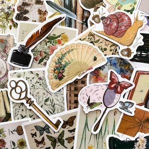 50 stuks esthetisch stickerspakket, cottagecore-dagboekstickers, bohostickers, natuurstickers, vintage stickers voor plakboek, Kindle, flessen