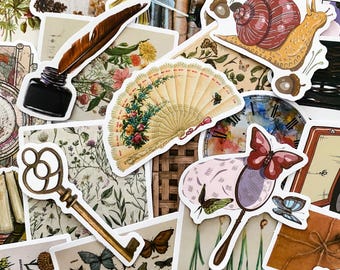 50pcs Aesthetic Stickers Pack, Cottagecore Journal Stickers, Boho Stickers, Nature Stickers, Vintage Stickers for Scrapbook, Kindle, Bottles
