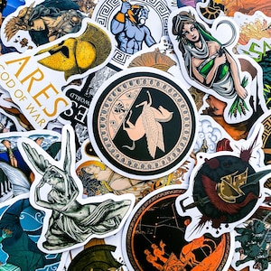 100PCS Greek Gods Sticker Pack, Classical Art & Mythology Stickers, Greek Mythical Hero Stickers, Waterproof Stickers for History Lovers