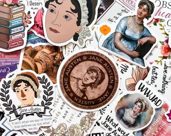 50 stuks Jane-Austen-stickers, esthetische stickers, Pride and Prejudice-stickers, waterdichte vinyl quotestickers voor Kindle en laptop