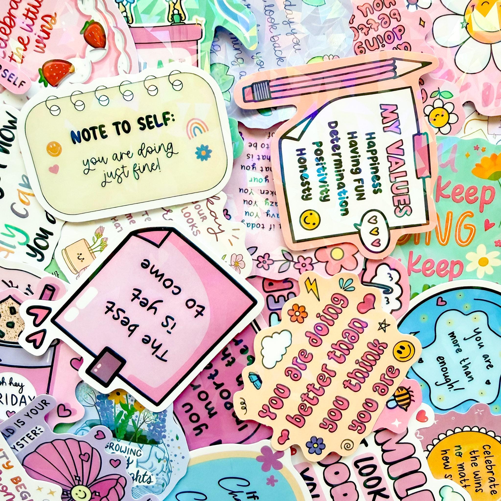 50PCS Bright Pastel Color Stickers, Whimsical Quote Art Stickers ...