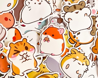 100PCS Cute Hamster Stickers Pack, Kawaii Animal Stickers, Cute Pet Stickers, Kindle Stickers, Waterproof Stickers for Journals, Phone Cases