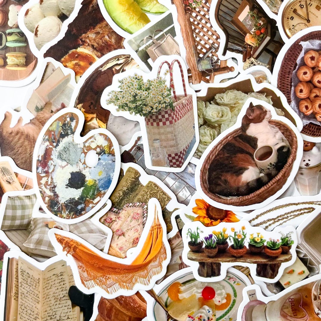 Sticker Drawings Rustic 50PCS Cozy Farmhouse Kitchen Stickers, Homemade Food Stickers, Warm ...