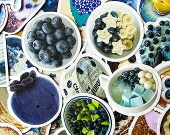 50PCS Delicious Blueberry Dessert Stickers , Fruit Pastry Stickers, Cozy Bakery Yogurt Stickers, Food Lover Stickers for Calendars, Laptops