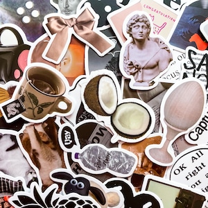 100PCS Artsy Lifestyle Stickers Pack, Unique Vintage Stickers, Black & White Stickers, Minimalist Stickers for Scrapbook, DIY Crafts, Laptop
