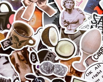 50PCS Artsy Lifestyle Stickers Pack, Unique Vintage Stickers, Black & White Stickers, Minimalist Stickers for Scrapbook, DIY Crafts, Laptop