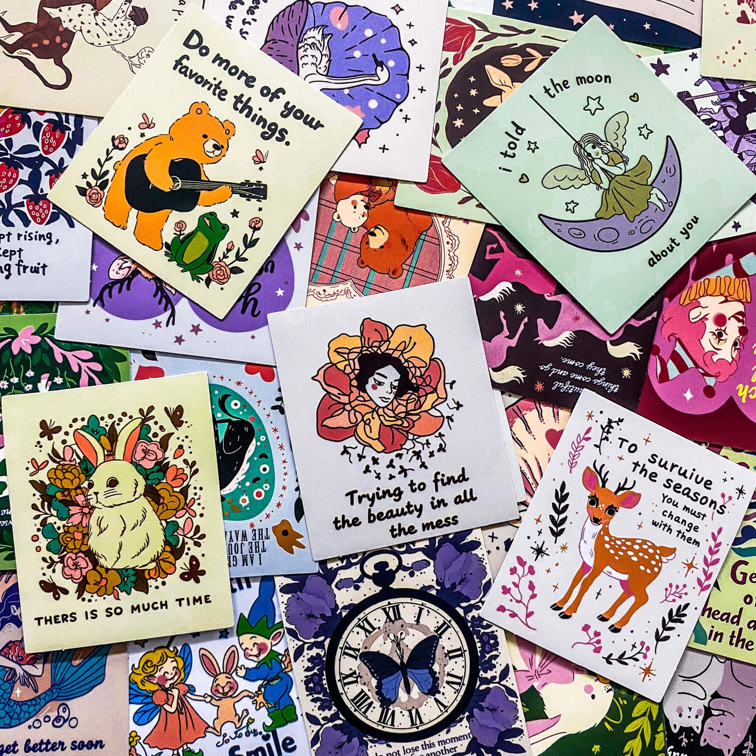 50PCS Storybook Character Quote Stickers, Playful Dream Phrases, Soft ...